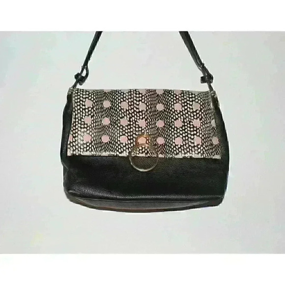 Vince Camuto Designer 100% Genuine Leather Handbag, Black and Pink Handbag - Picture 1 of 9